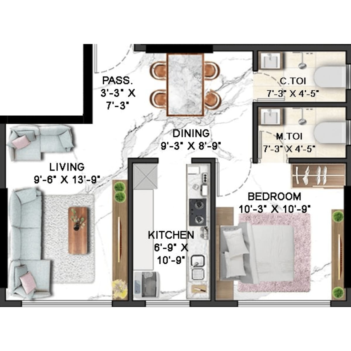 Roha-Vatika-Floor-Plan-1-BHK-478-Sqft