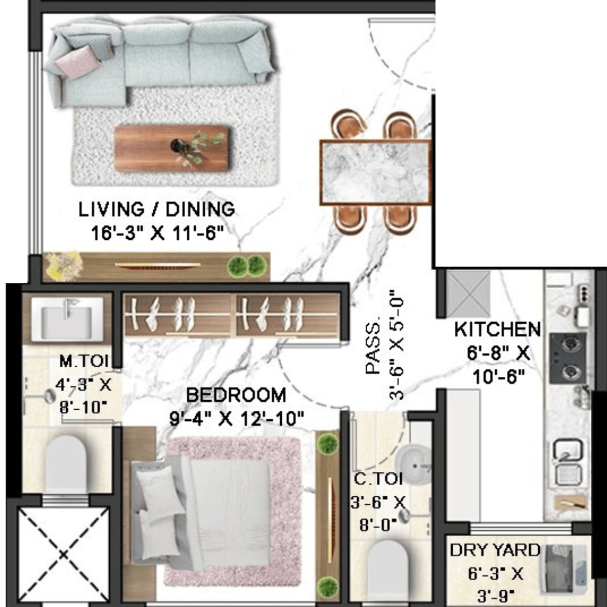 Roha-Vatika-Floor-Plan-1-BHK-484-Sqft