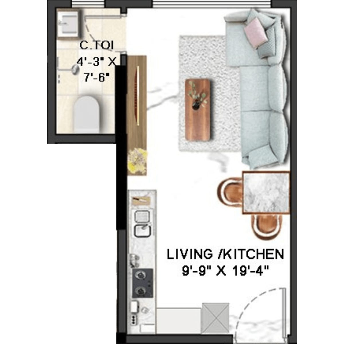 Roha-Vatika-Floor-Plan-1-RK-221-Sqft