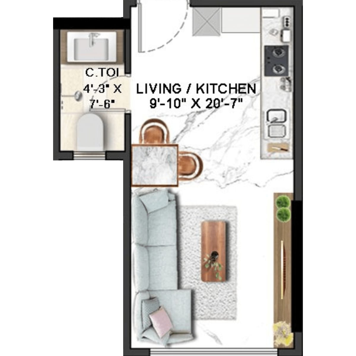 Roha-Vatika-Floor-Plan-1-RK-237-Sqft