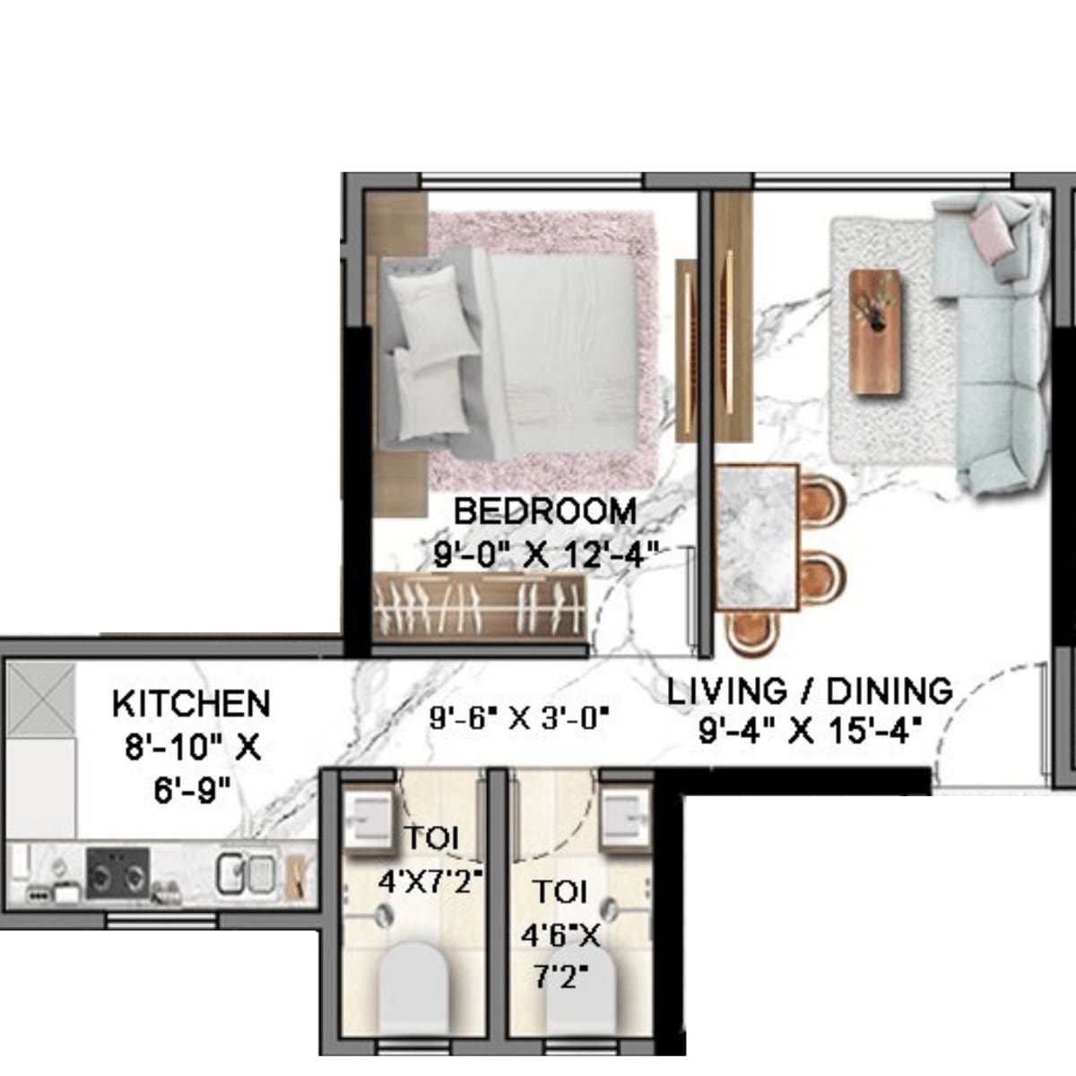 Roha-Vatika-Floor-Plan-Wing-B-1-BHK-404-Sqft